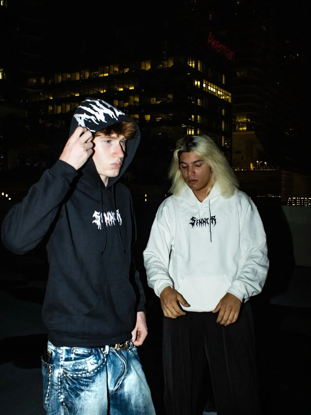 Karma Black & White Graphic Hooded Sweatshirt - Men